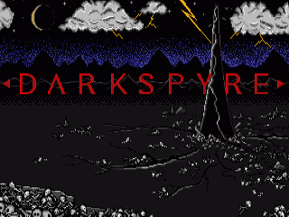 Darkspyre title screen for Amiga